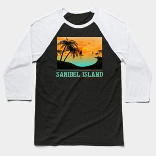 Retro Sanibel Island Florida Tropical Sunset Beach Vacation Baseball T-Shirt